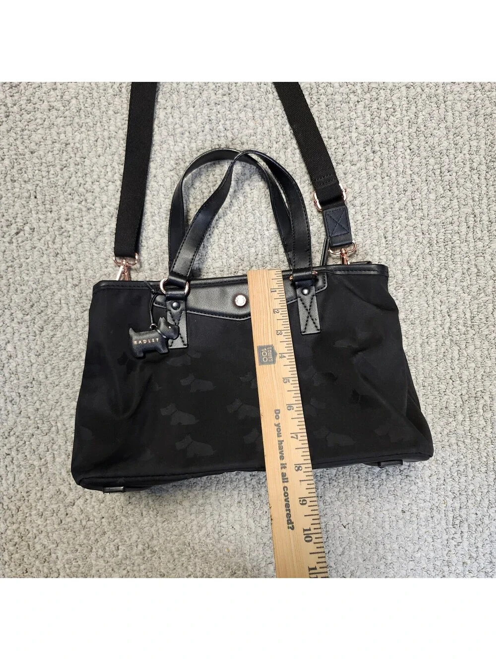 Radley London Black Tote Shoulder Bag with Dog Charm